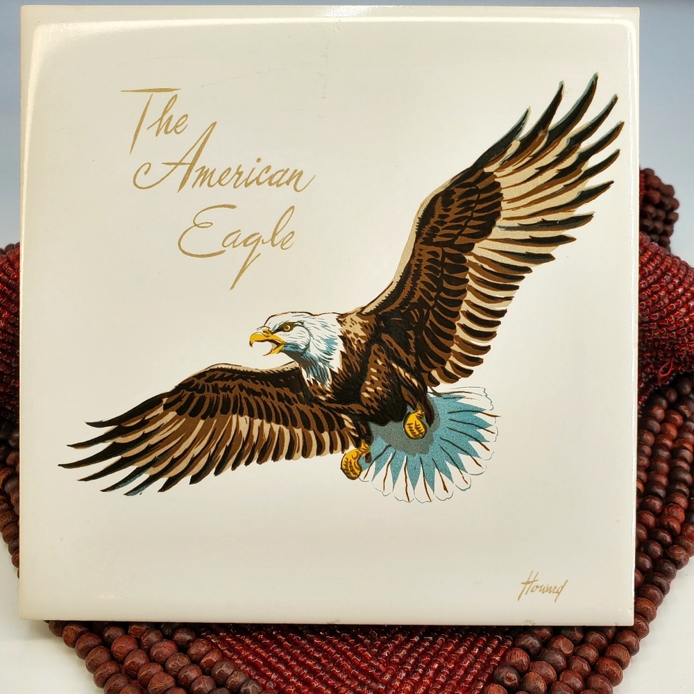 Vintage Screencraft AMERICAN EAGLE Ceramic Tile Trivet/Wall Hanging 6 " (PT1)